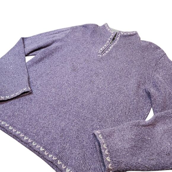 Woolrich Purple Wool 1/4 Zip Mock Neck Pullover Sweater Cottagecore Cabincore L - Picture 13 of 13